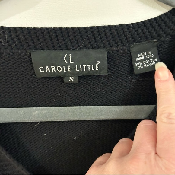 Carole Little Black shirtsleeve sweater Palm tree with Colorful Embroidery beads - Picture 3 of 5